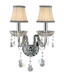 Elegant crystal lamp wall light for bedroom with silk lampshade