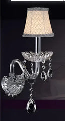 Elegant crystal lamp wall light for bedroom with silk lampshade