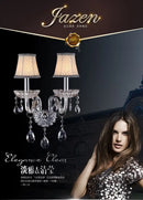 Elegant crystal lamp wall light for bedroom with silk lampshade