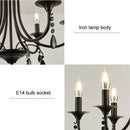 Elegant crystal pendant chandelier black iron 6 light dining room