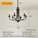 Elegant crystal pendant chandelier black iron 6 light dining room