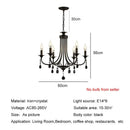 Elegant crystal pendant chandelier black iron 6 light dining room