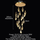 Elegant diamond crystal chandelier gold dining room pendant light