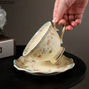 Elegant floral ceramic cup and saucer set dining room porcelain