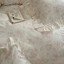 Elegant floral lace ruffles bedding set cream bedroom duvet set