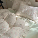 Elegant floral lace ruffles bedding set cream bedroom duvet set
