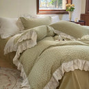 Elegant floral lace ruffles bedding set cream bedroom duvet set