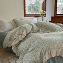 Elegant floral lace ruffles bedding set cream bedroom duvet set