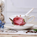 Elegant floral porcelain tea cup set – dining room gold trim rose cup