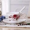 Elegant floral porcelain tea cup set – dining room gold trim rose cup
