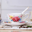 Elegant floral porcelain tea cup set – dining room gold trim rose cup