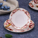 Elegant floral tea set pink & orange dining room bone china cup