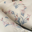 Cream Satin Bedding Set With Flower Embroidery