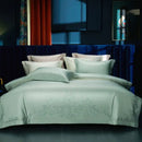 Elegant flowers embroidery cream satin bedding set bedroom duvet cover
