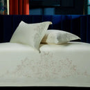 Elegant flowers embroidery cream satin bedding set bedroom duvet cover