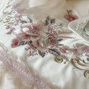 Elegant flowers embroidery lace bedding set bedroom cream cotton