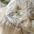 Elegant flowers embroidery lace bedding set bedroom cream cotton
