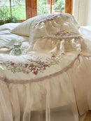 Elegant flowers embroidery lace bedding set bedroom cream cotton