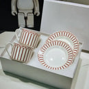 Elegant geometric bone china tea cup set dining room ceramic teaware