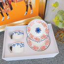 Elegant geometric bone china tea cup set dining room ceramic teaware