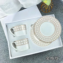 Elegant geometric bone china tea cup set dining room ceramic teaware
