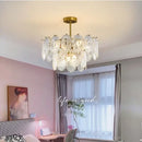 Elegant glass chandelier gold petal led light dining room