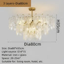 Elegant glass chandelier gold petal led light dining room
