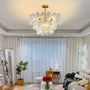 Elegant glass chandelier gold petal led light dining room