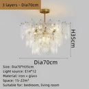 Elegant glass chandelier gold petal led light dining room