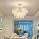Elegant glass chandelier gold petal led light dining room