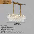 Elegant glass chandelier gold petal led light dining room