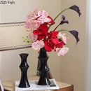Elegant glossy black bamboo ceramic vase living room decor
