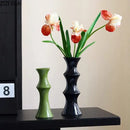 Elegant glossy black bamboo ceramic vase living room decor