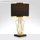 Elegant gold and black fabric shade table lamp bedroom light