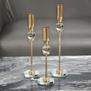 Elegant gold and crystal glass candlestick holder dining room set