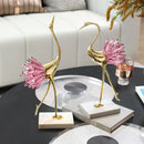 Elegant gold and pink crystal bird decorative figurines living room