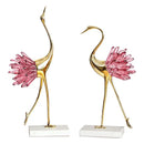 Elegant gold and pink crystal bird decorative figurines living room