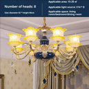Elegant gold & blue crystal chandelier living room lighting