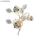 Elegant gold branch wall lamp with white rose for bedroom sconce lighting