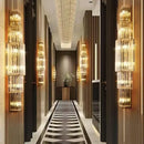 Elegant gold cascading crystal wall lamp for living room
