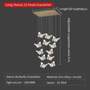 Elegant gold crystal butterfly ladder pendant lights for stairs