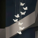 Elegant gold crystal butterfly ladder pendant lights for stairs