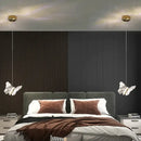 Elegant gold crystal butterfly ladder pendant lights for stairs