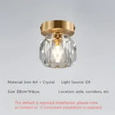 Elegant gold crystal ceiling light fixture for hallway entrance