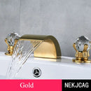 Elegant gold crystal handle waterfall basin faucet set bathroom tap