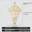 Elegant gold crystal hollow chandelier for living room