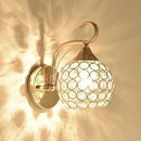 Elegant gold crystal wall sconce bedroom globe light