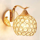 Elegant gold crystal wall sconce bedroom globe light