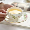 Elegant gold flower porcelain cup and saucer set dining room decor