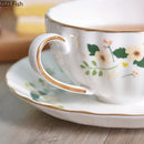 Elegant gold flower porcelain cup and saucer set dining room decor